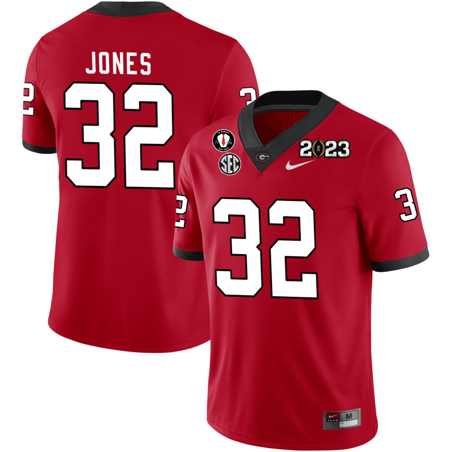 Georgia Bulldogs Men's Cash Jones #32 Red 2022-23 CTP National Championship Stitched College UGA Football Jersey 23IG012QE